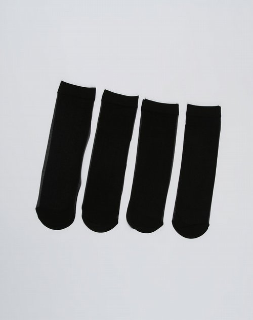 女款黑色水晶丝透明丝袜四足组