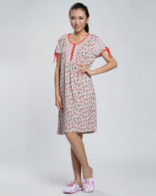 舒雅Schiesser-<em>女装</em>红色时尚印花短袖<em>睡衣</em>_唯