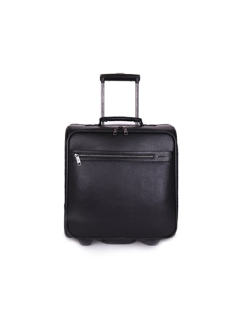 皮尔·卡丹pierre cardin皮具专场精致商务黑色牛皮拉杆航空箱