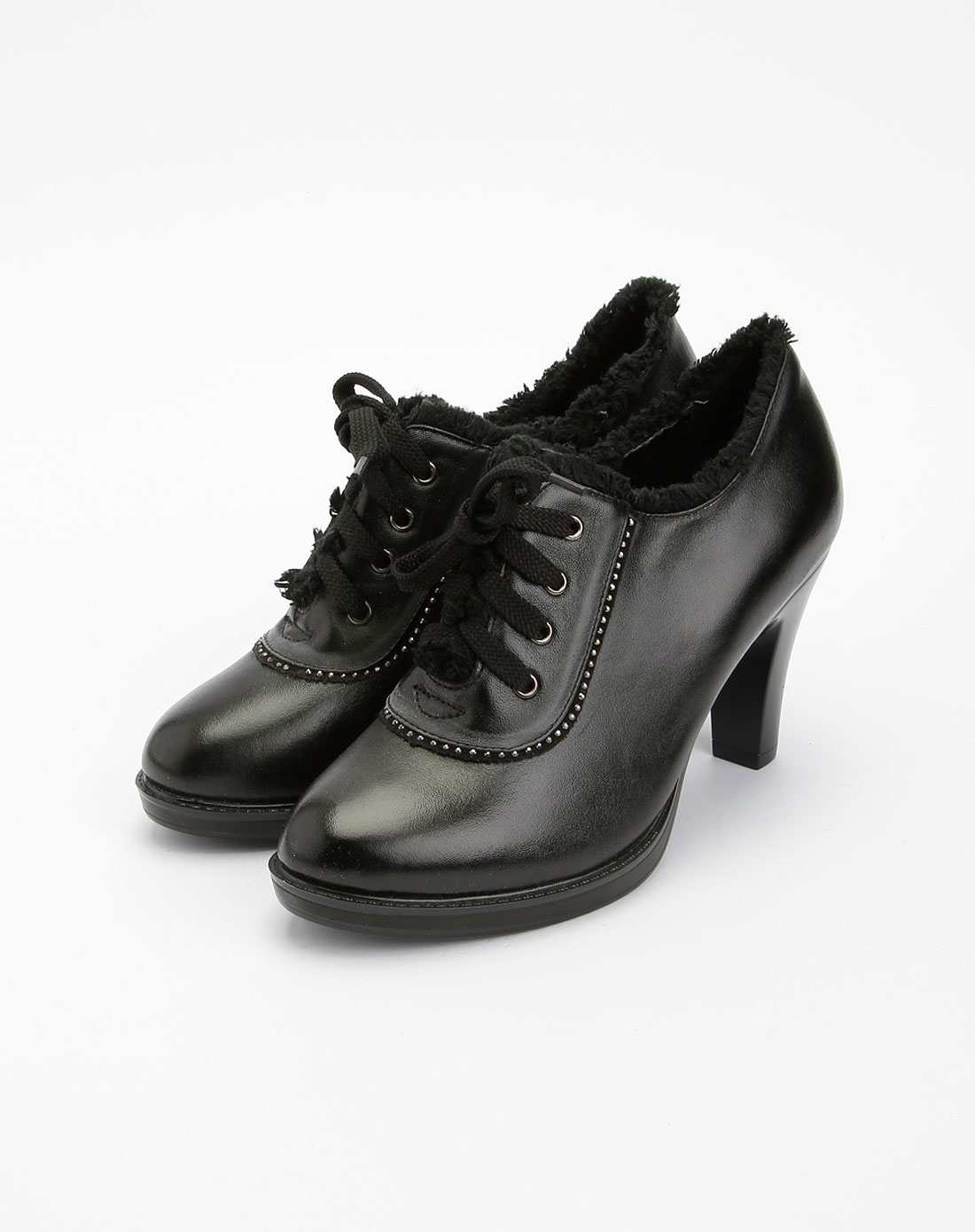 澳伦aolun女鞋专场黑色系带时尚高跟鞋