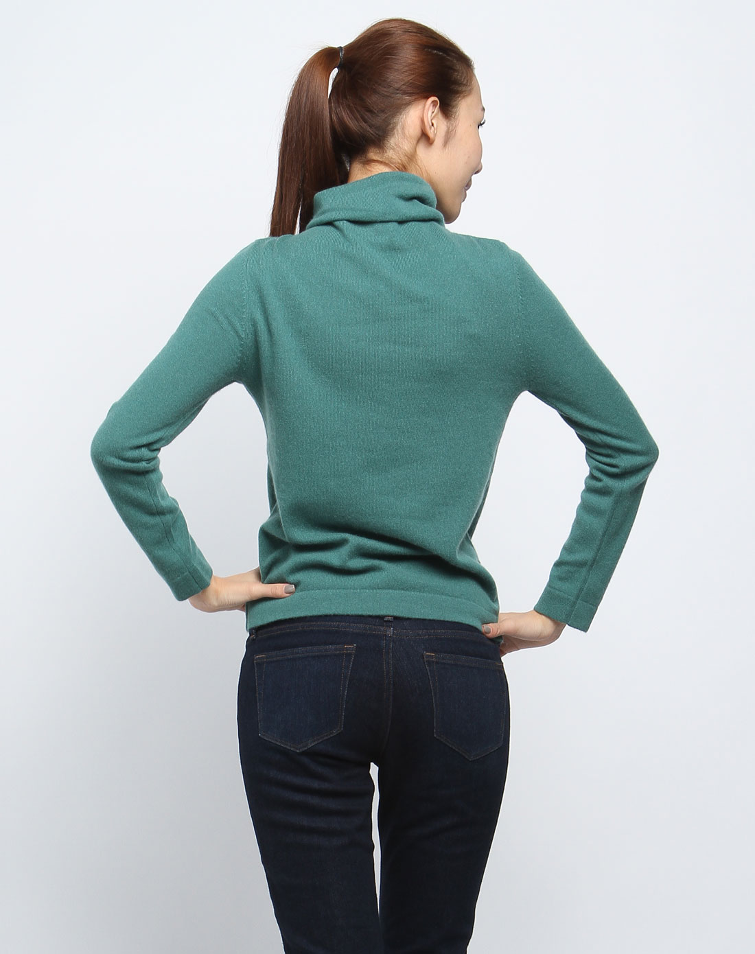 芙兰克尼franck namani女装专场女款竹青色休闲简约高领长袖毛衣