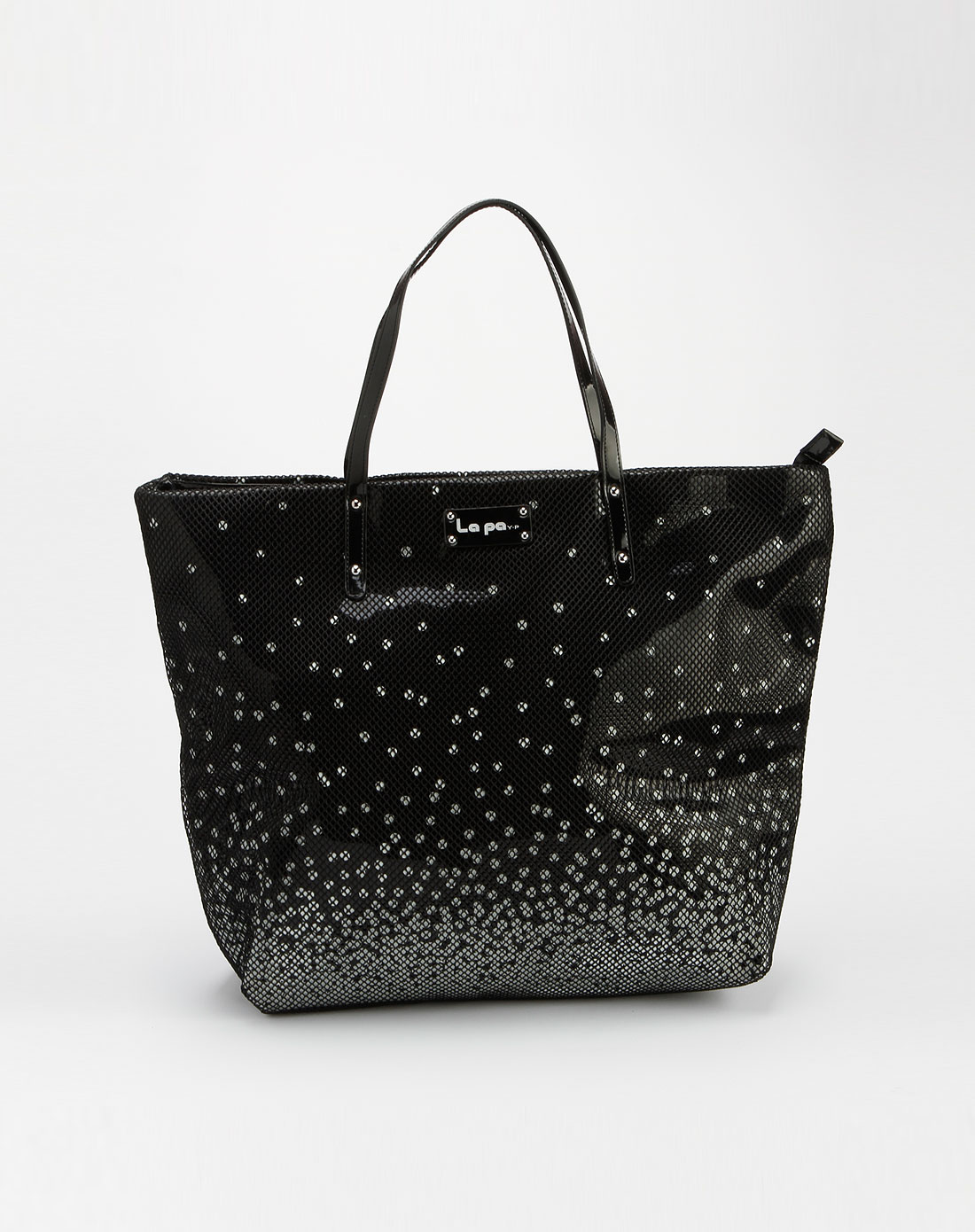 纳帕佳lapar黑色时尚网布圆点单肩包