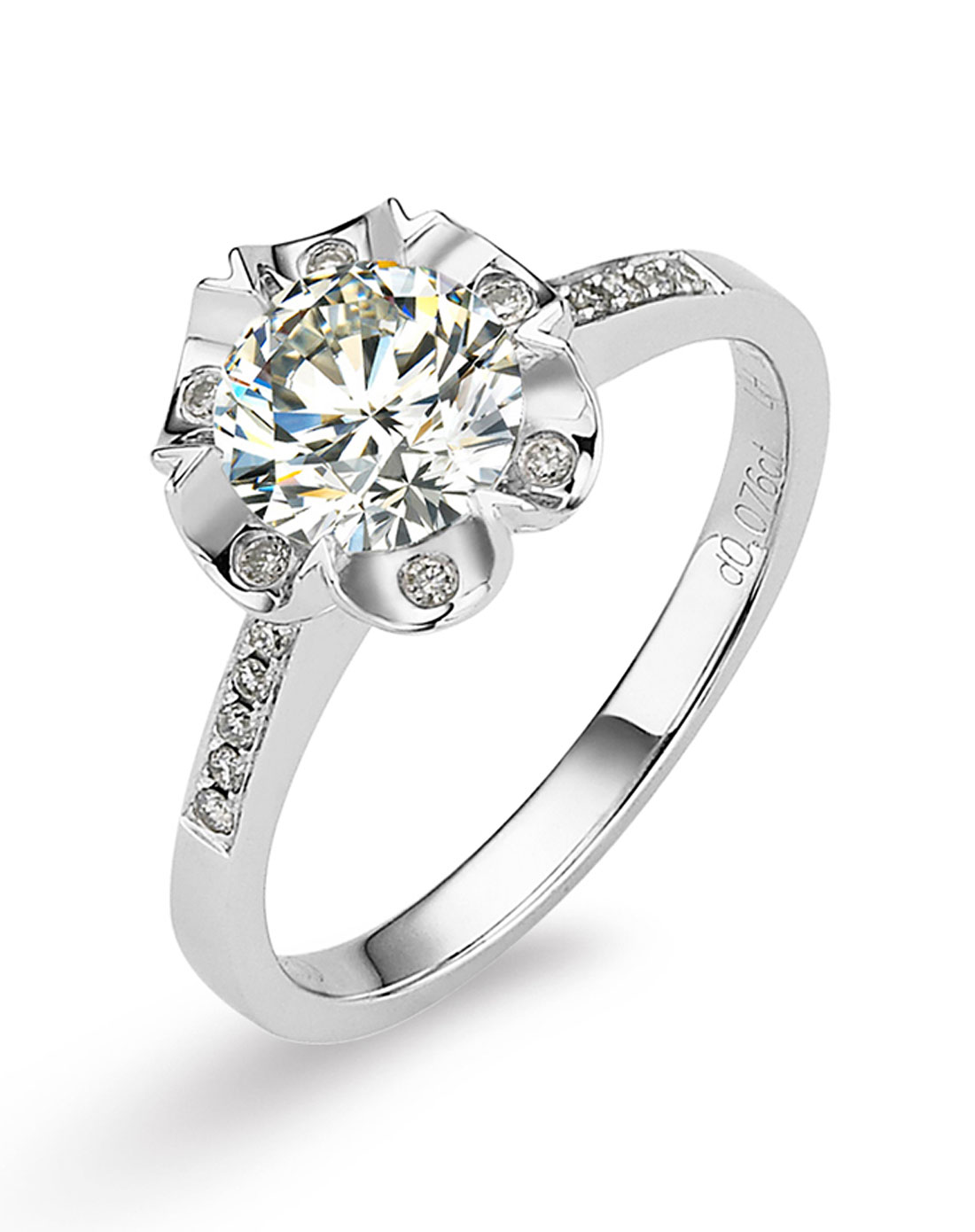 蓝色多瑙河18k金1克拉钻石戒指-百合之恋