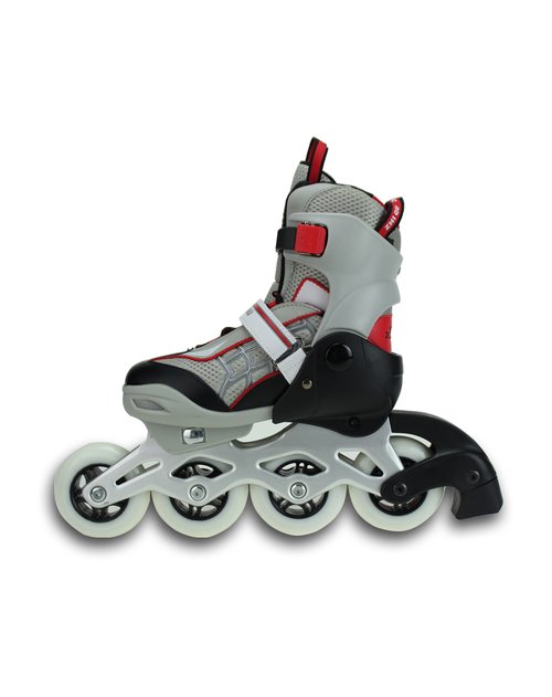 智趣interfun器械专场中性灰红耐冲击材料鞋壳可调儿童轮滑鞋