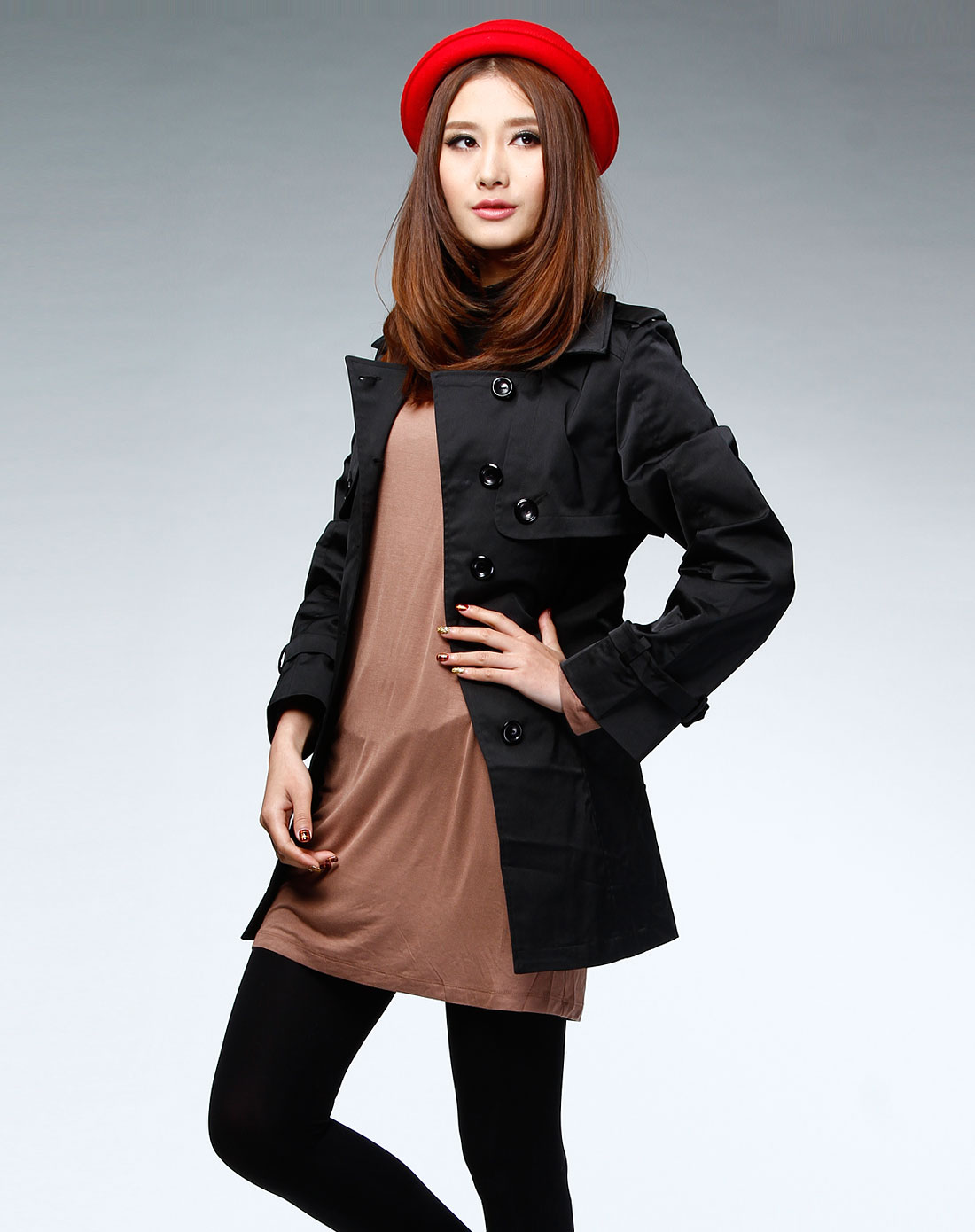 梦特娇montagut-女装黑色休闲长袖外套1_唯品会名牌时尚折扣网