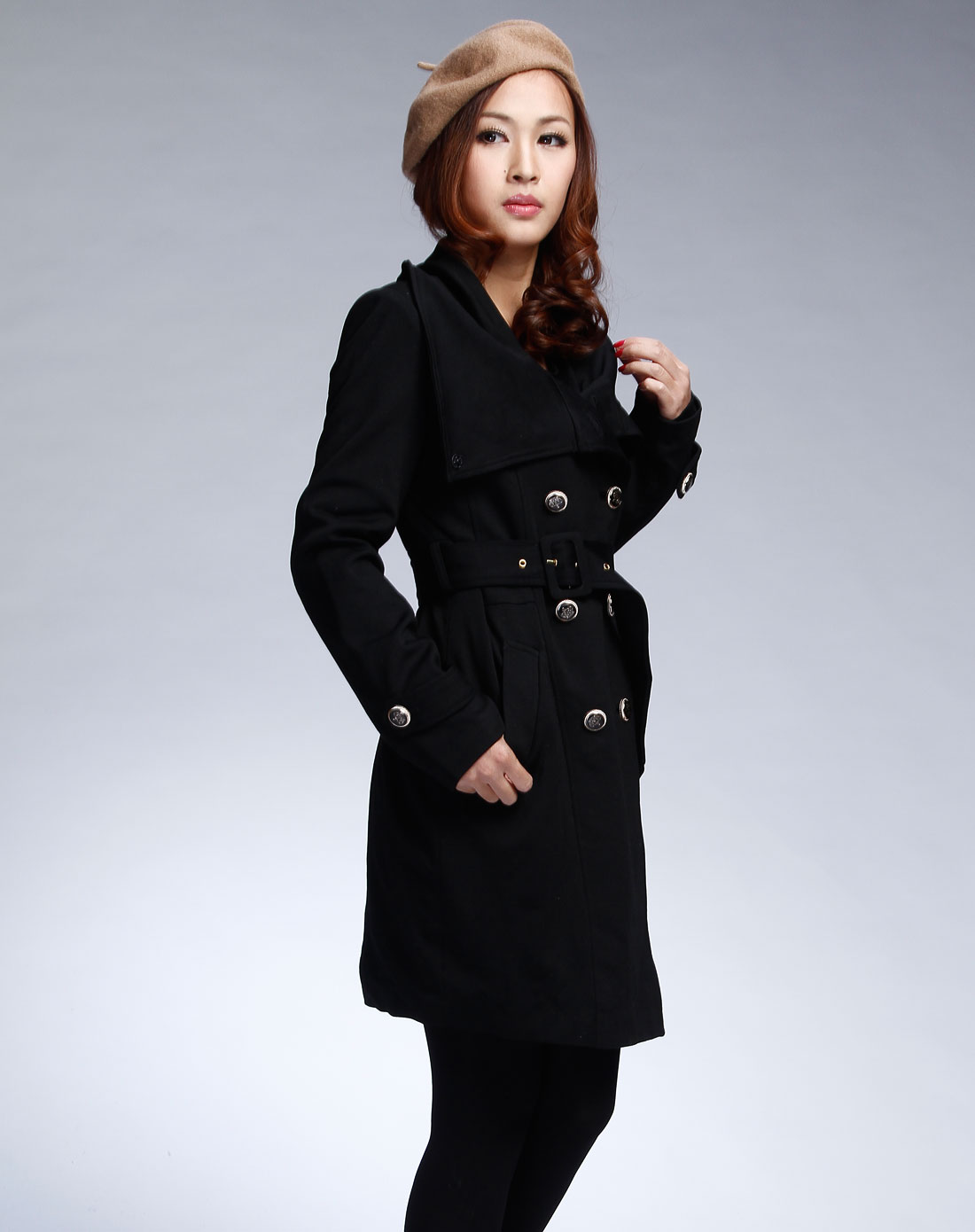 艾衣人take-it女款黑色针织长袖风衣_唯品会名牌时尚折扣网