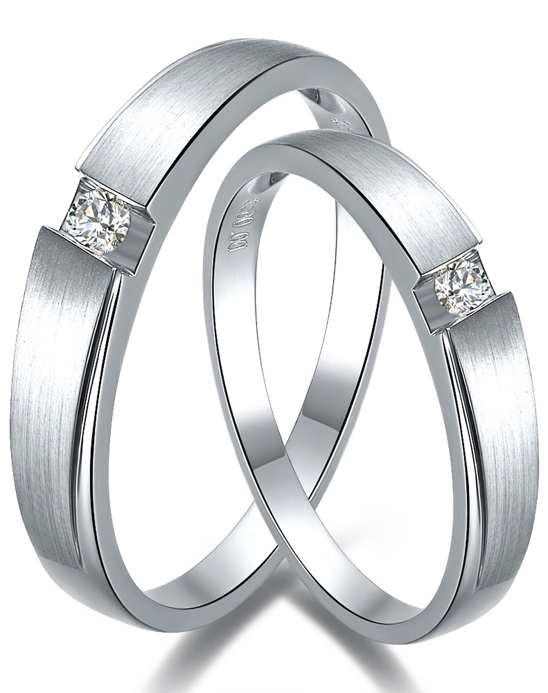 爱度doido18k白金钻石情侣对戒(男)-一生相伴