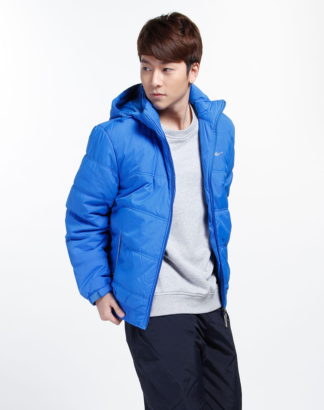 鸿星尔克erke男装专场男款蓝色休闲连帽长袖外套