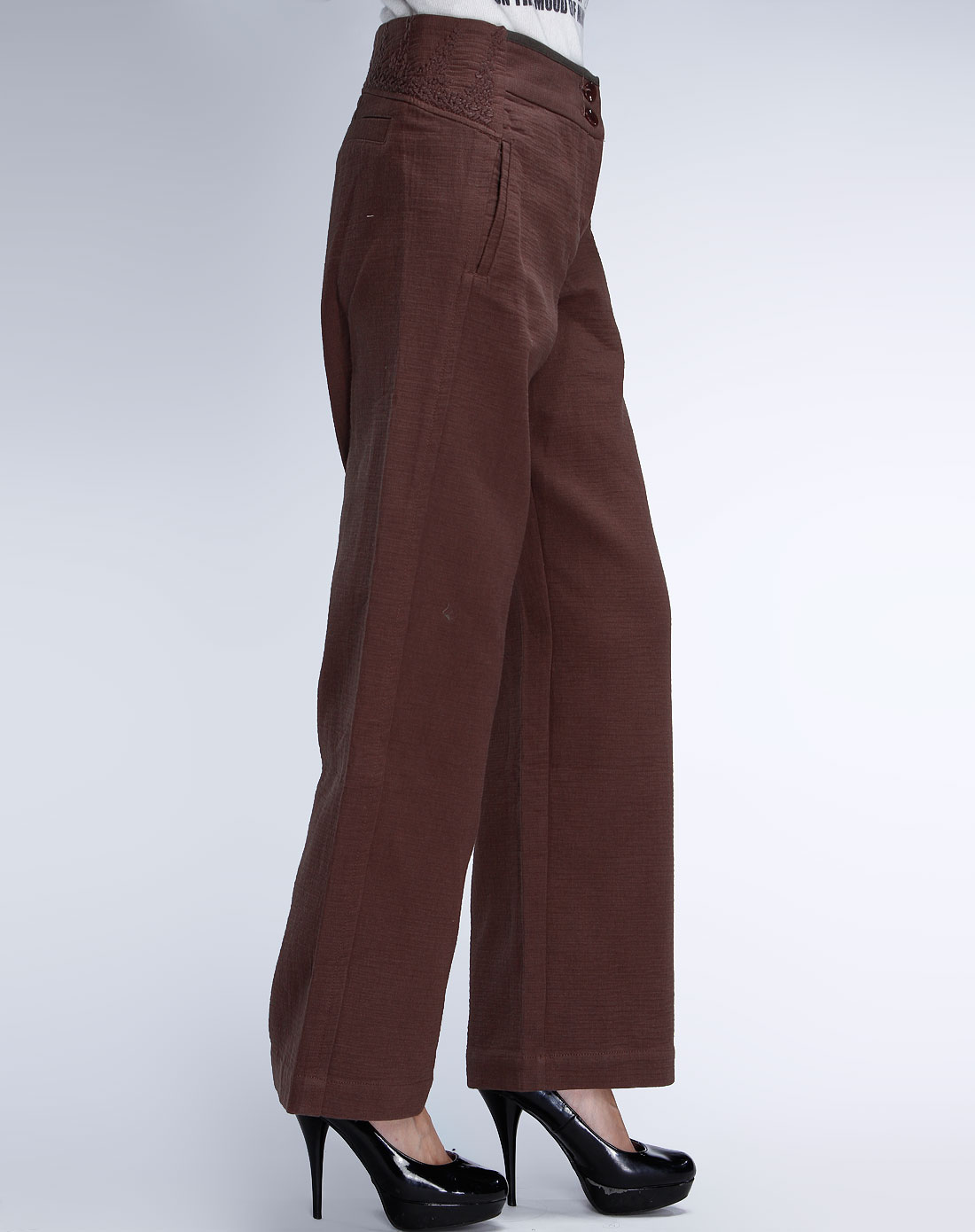 因为zolle女款咖啡色休闲长裤