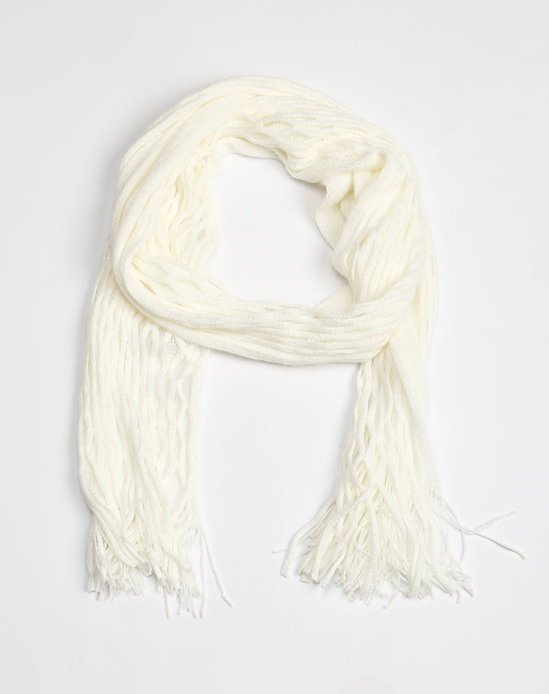 威妮华viennois白色鱼网流苏时尚围巾