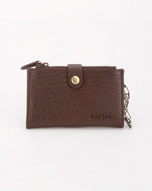 马萨克marshal-女包专场男款深啡色印纹钥匙零钱包