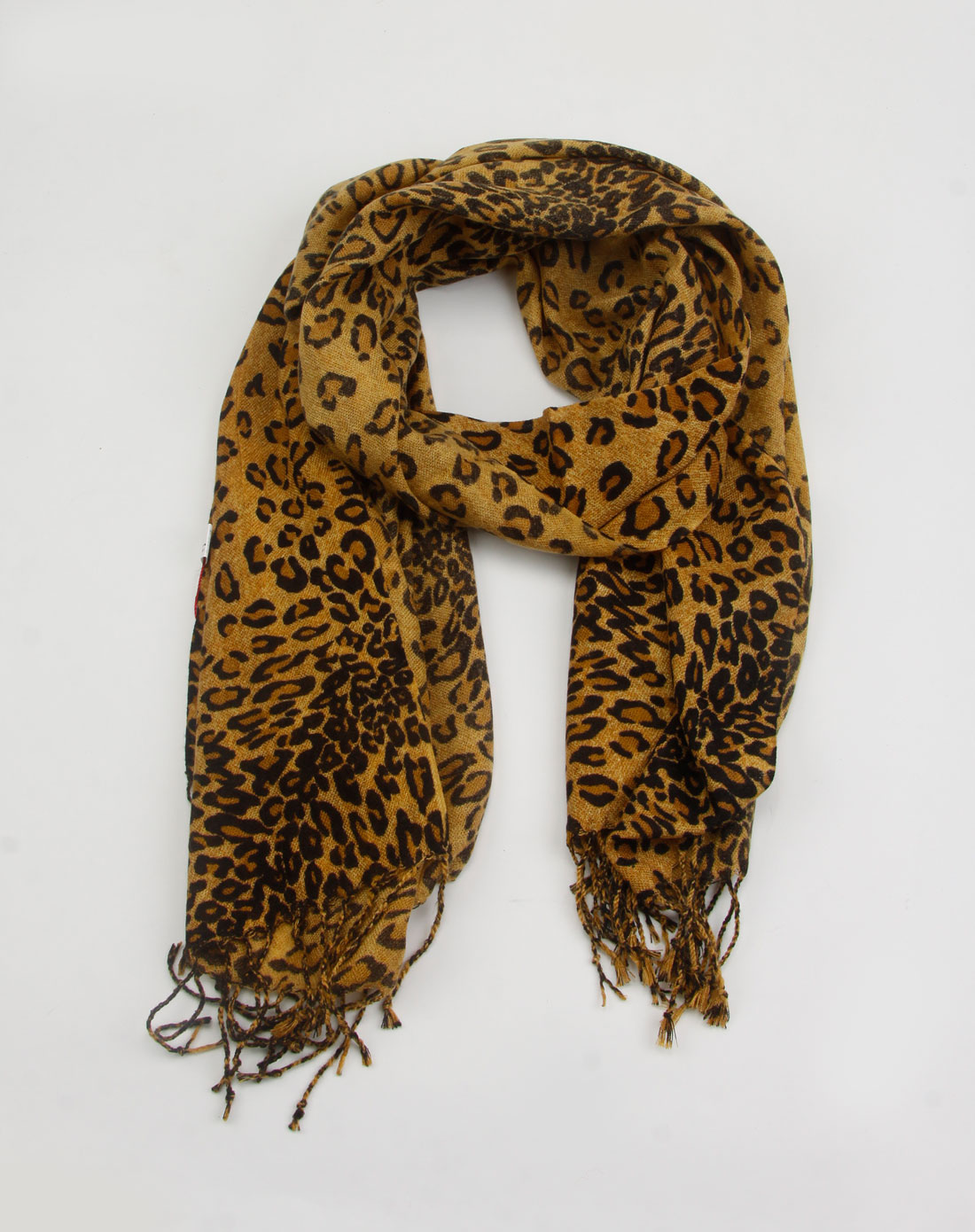 tsk女款土黄色豹纹围巾