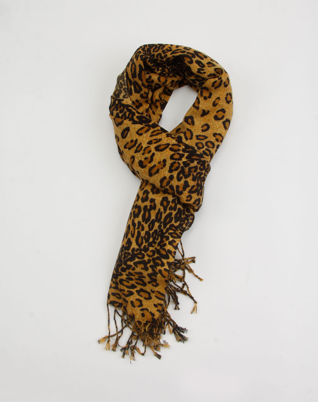 tsk女款土黄色豹纹围巾