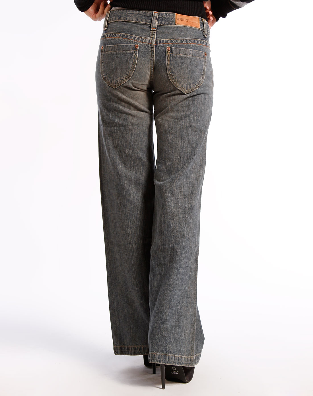 第五街女款怀旧蓝色休闲牛仔长裤