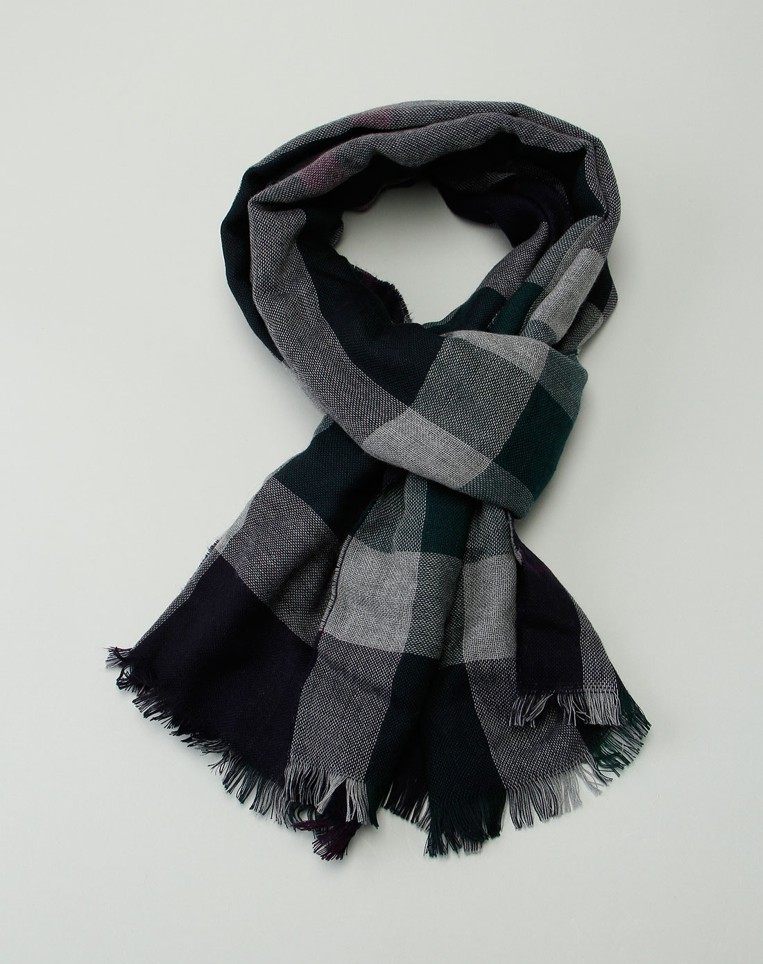 burberry男款绿/灰色时尚围巾