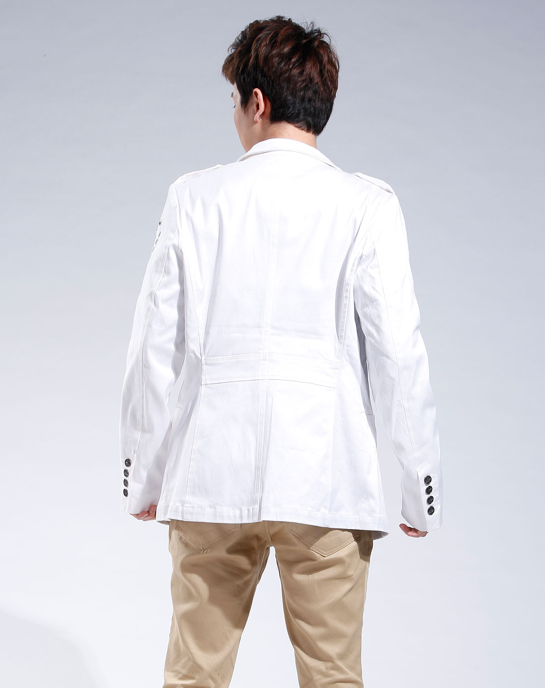 azone男装专场男款白色军装风衣长袖外套