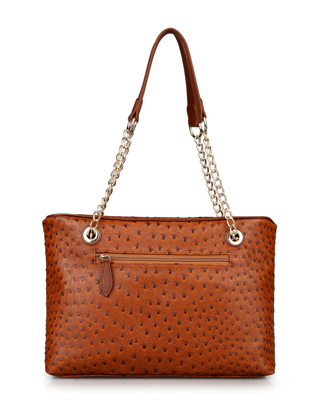 女款深咖啡色corey柯莉复古鸵鸟纹单肩包