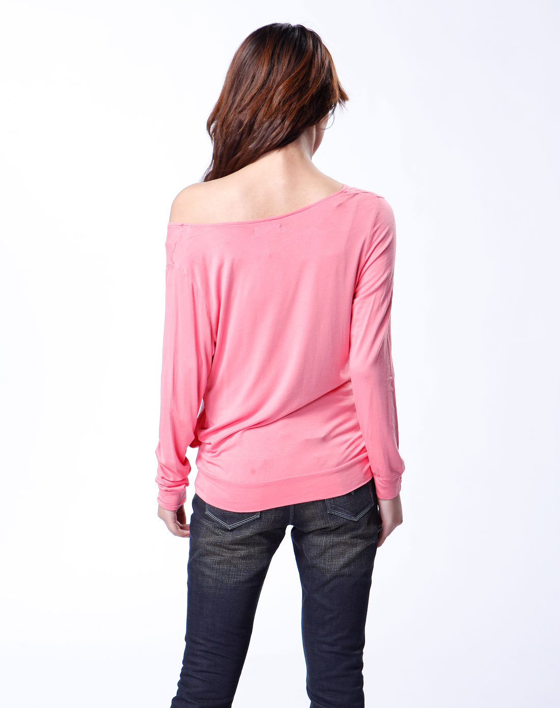 第五街女款浅粉红色罗马领印花上衣