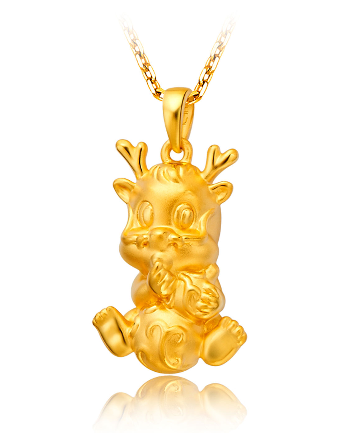 周大福周大福官方正品定价黄金生肖q版光砂龙硬足金吊坠