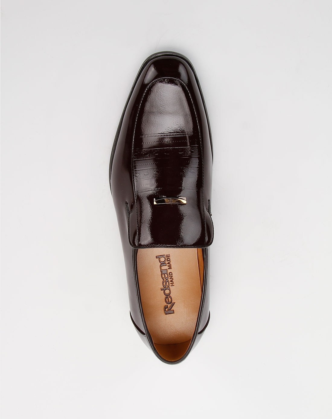 意大利红砂redsand男款深啡色亮面商务休闲皮鞋