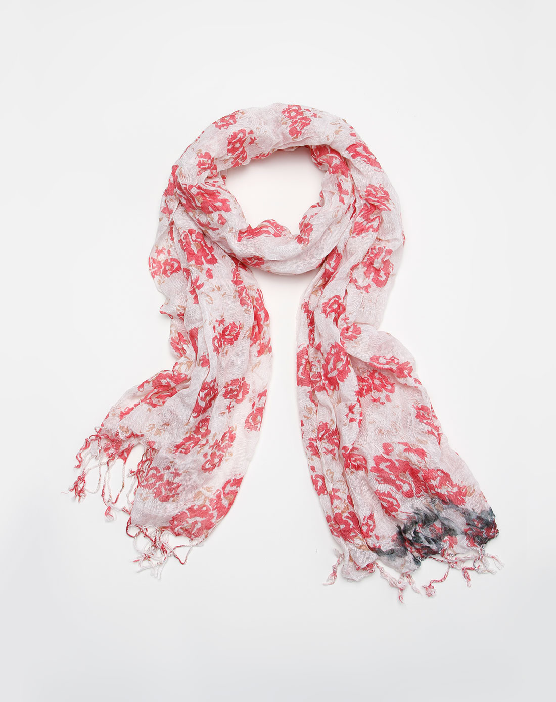 中中j-jong红色花纹围巾