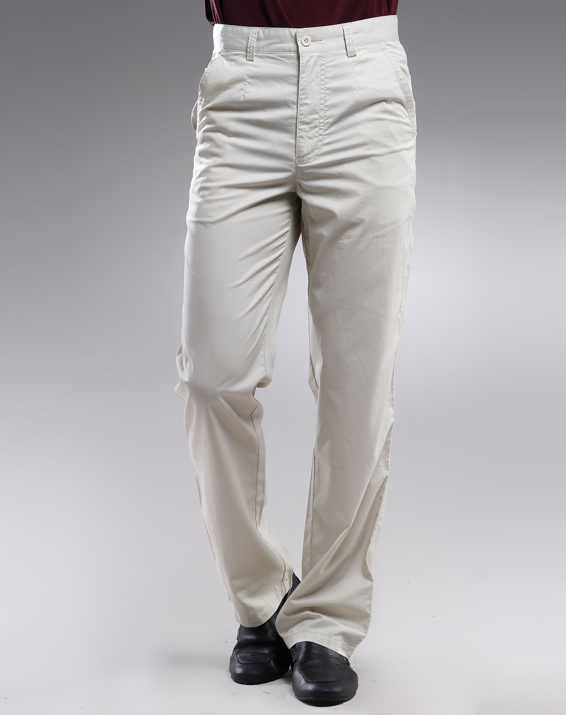 丹弗瑞-男装专场米白色休闲长裤
