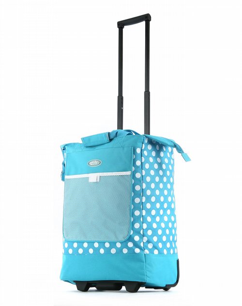 奥林匹亚olympia箱包专场女性款蓝色波点时尚拉杆购物袋