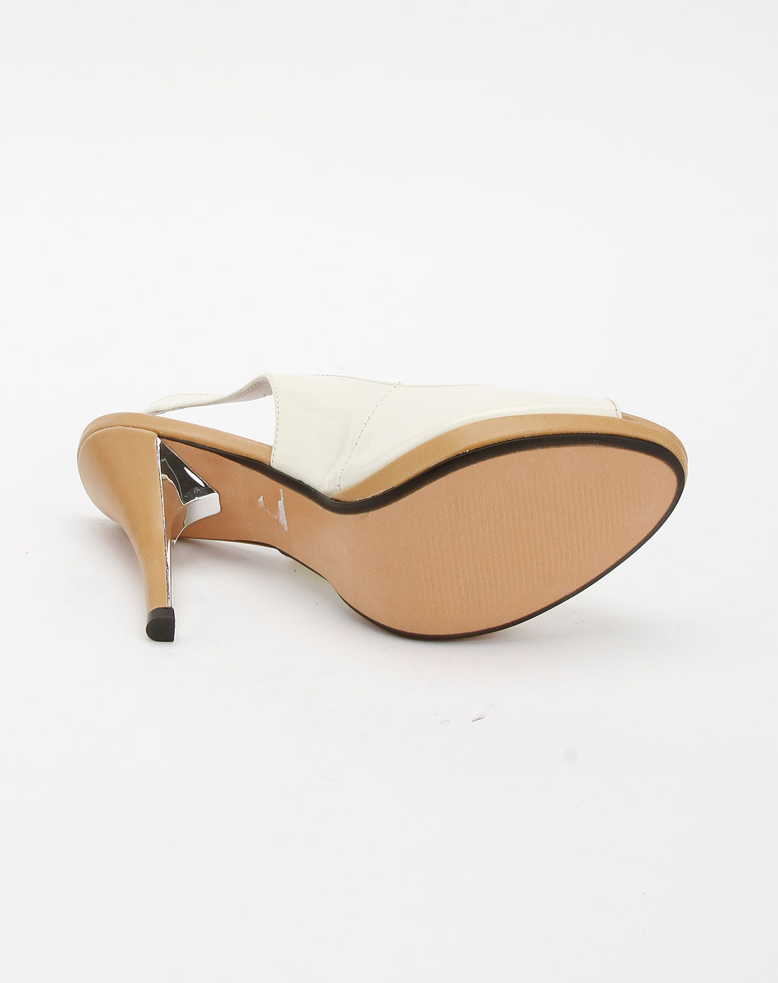 臻美坊zmf女款白色亮面时尚高跟凉鞋