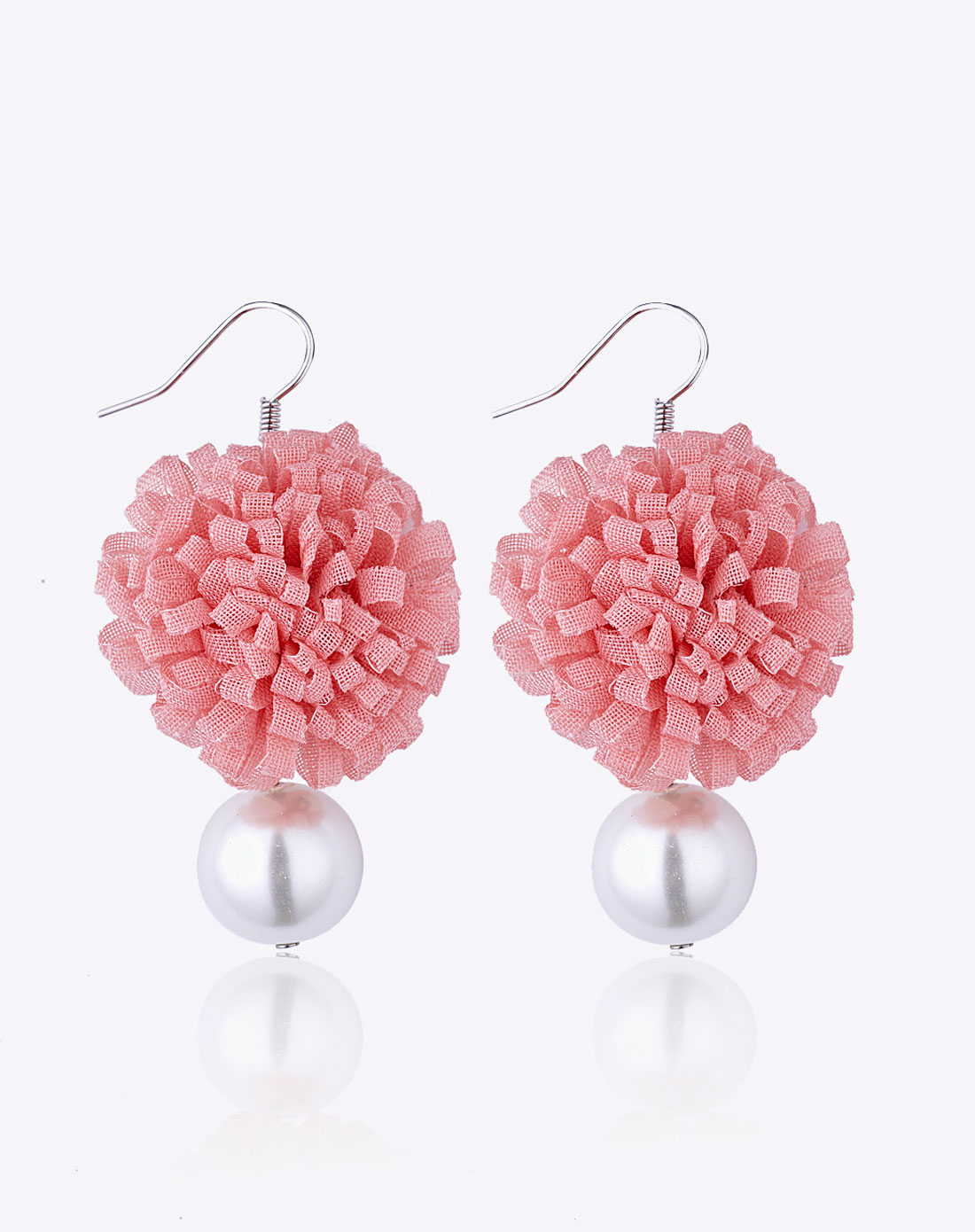 miss cling玫瑰金粉色韩式吊珍珠耳环