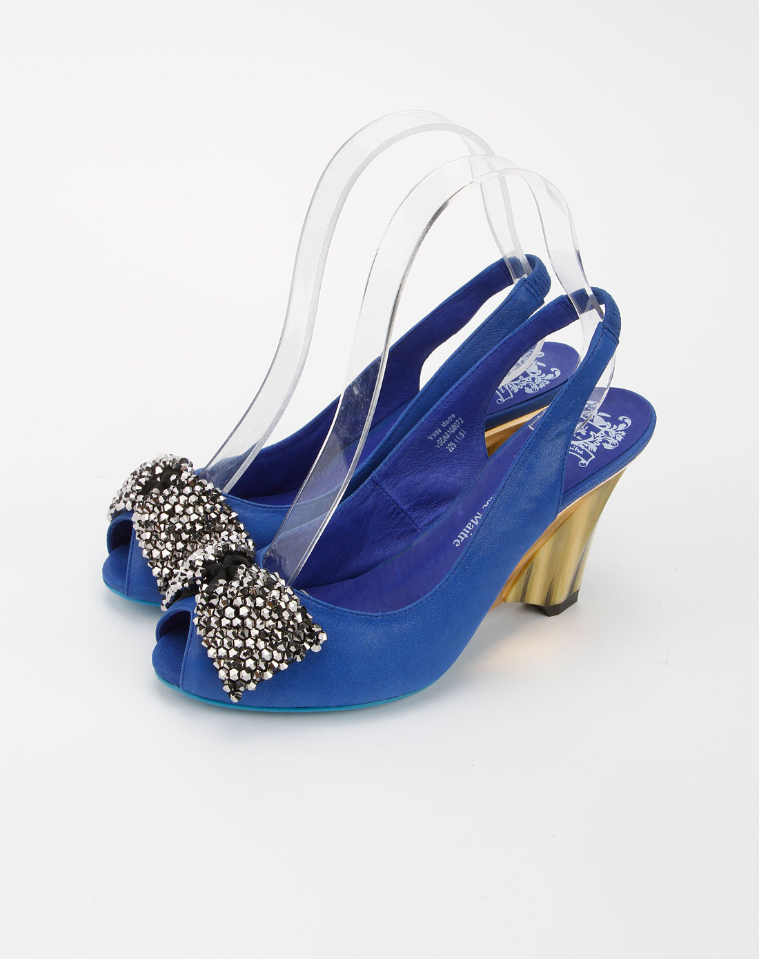 vme女款蓝色时尚蝴蝶结高跟凉鞋