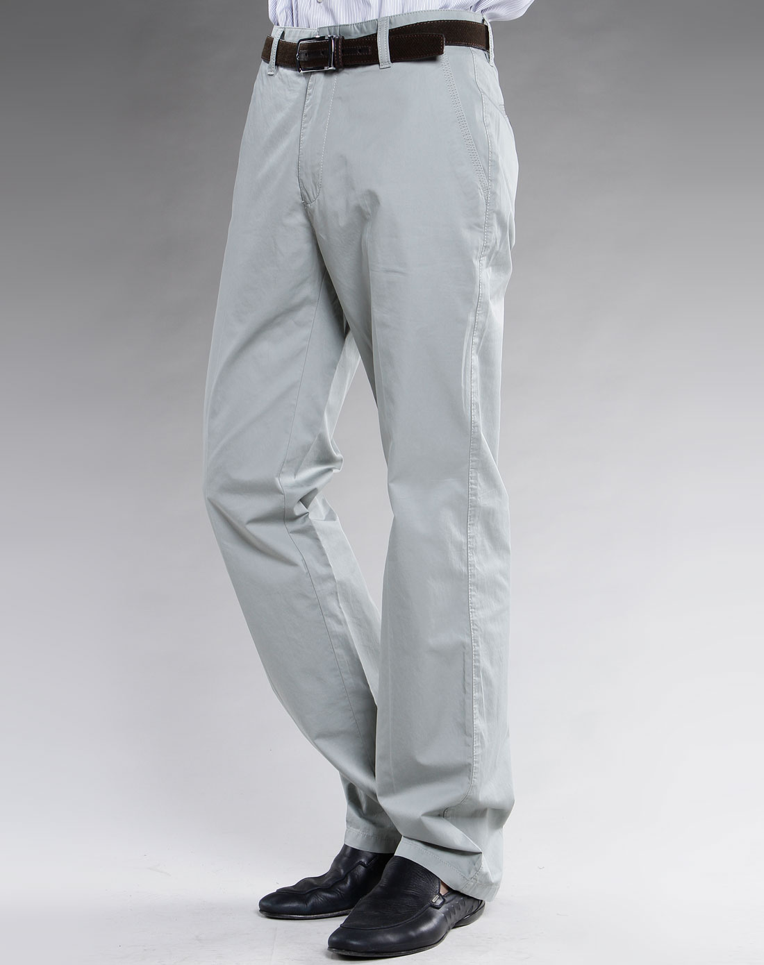 佛伦斯男装男款浅灰绿色休闲裤