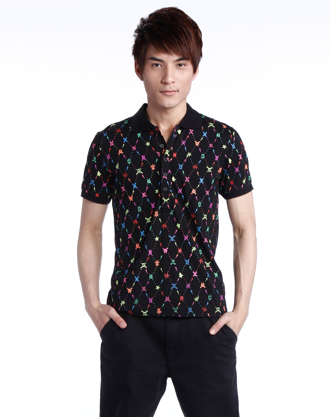 纯真传说bambini男款黑色短袖polo衫