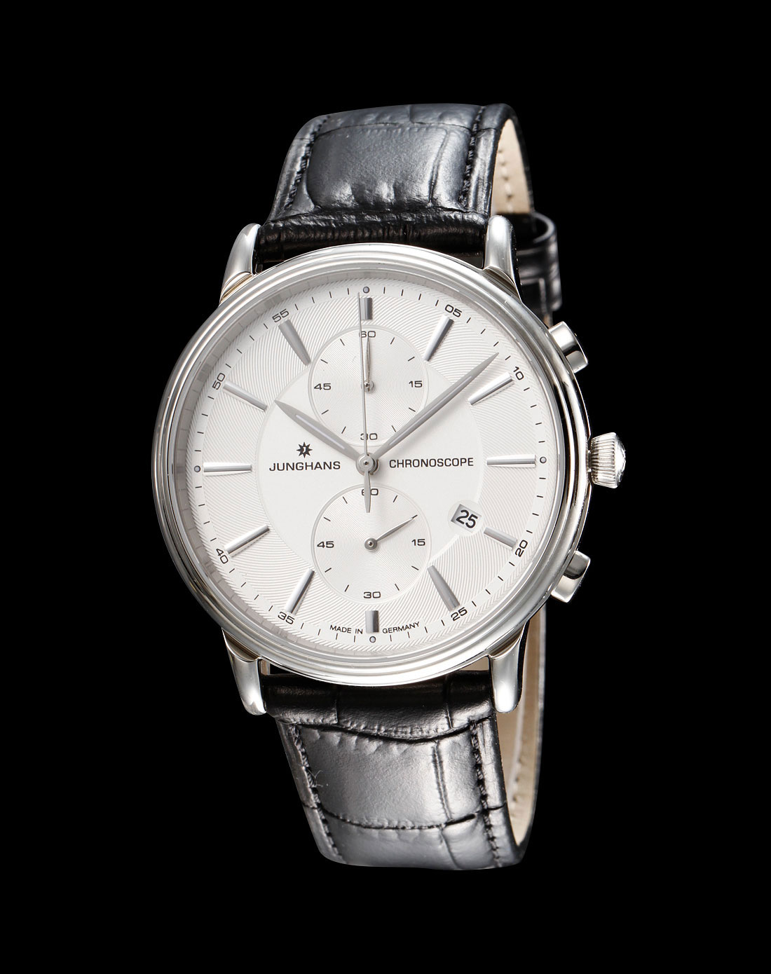 德国名表专场junghans荣汉斯男款黑/白色diplomat外交官系列石英手表