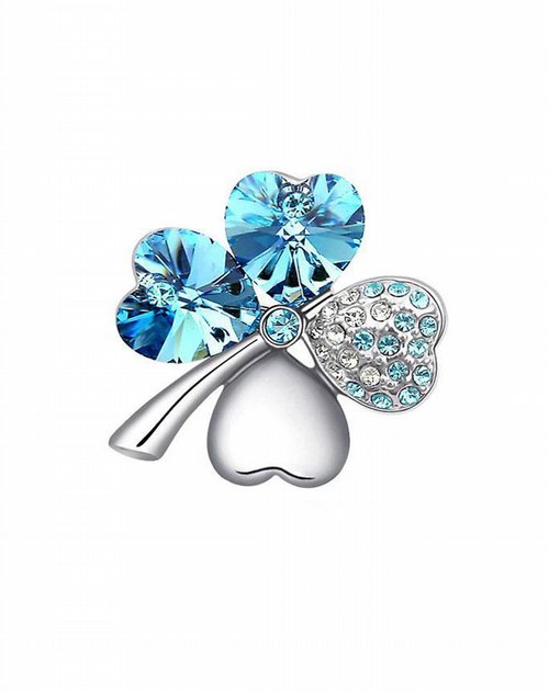 熣璨bright蓝色幸福四叶草胸针