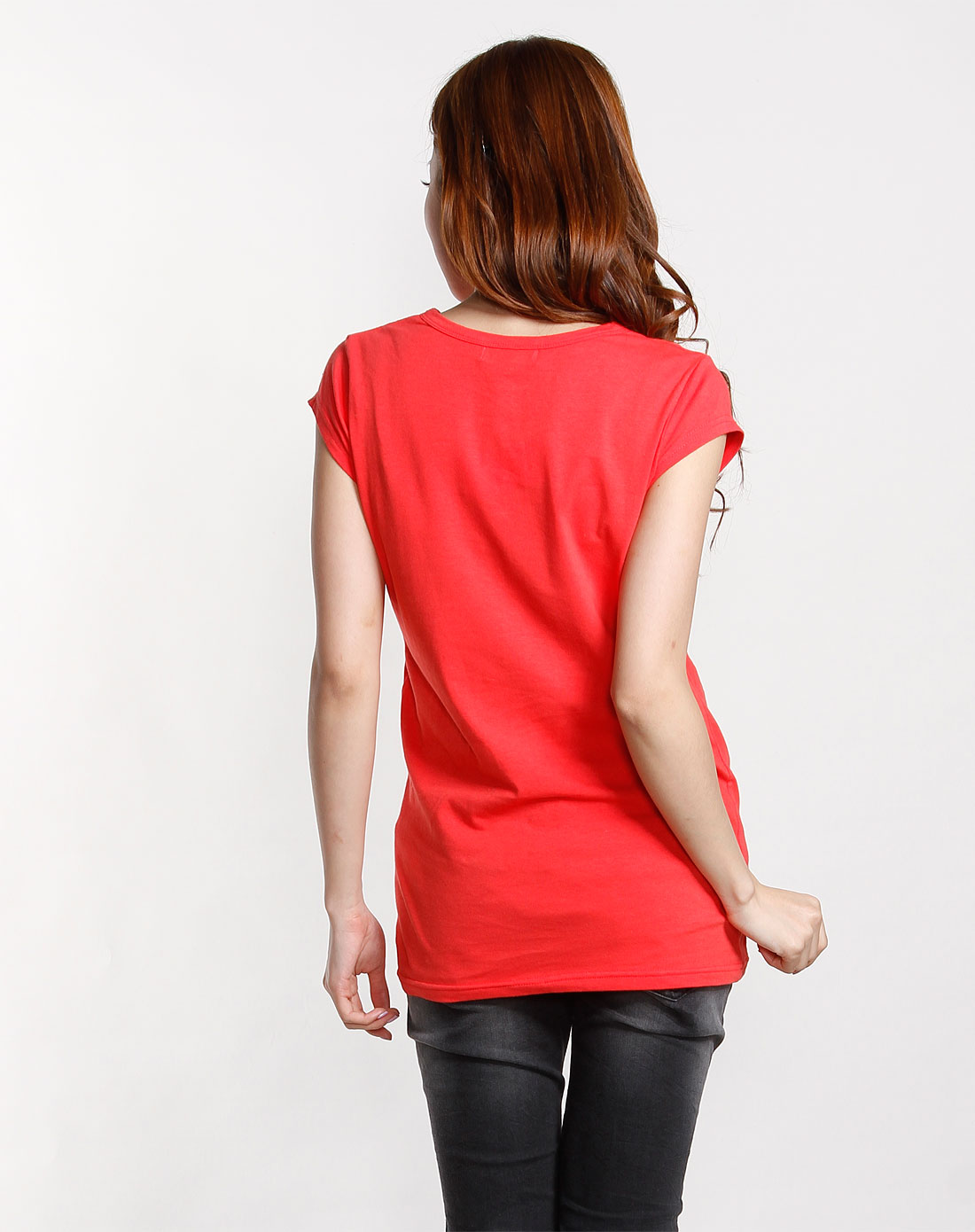 asobio女士专场深红色简约短袖恤