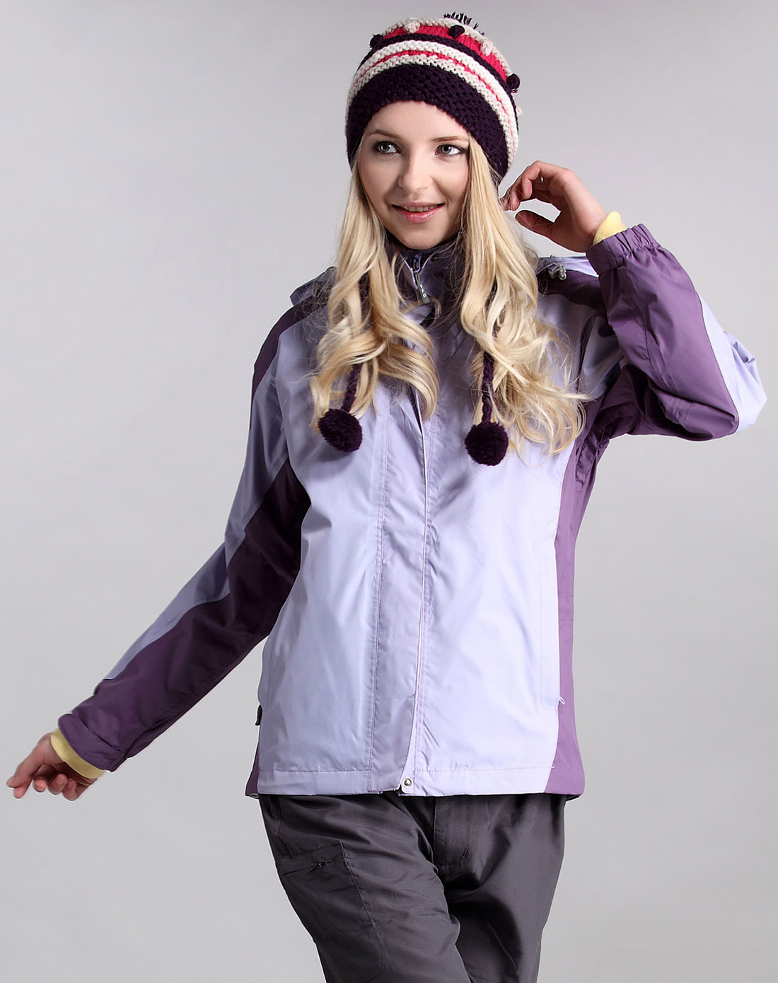 美国第一户外-女装专场女款浅紫色长袖冲锋衣