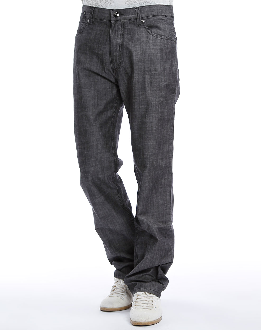 elle homme黑灰色时尚休闲长裤