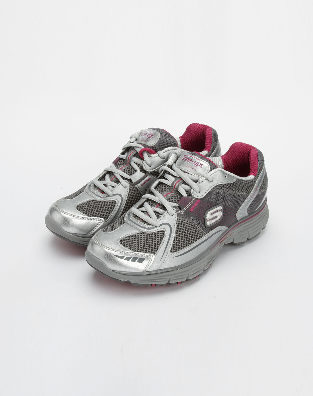 斯凯奇skechers女款银/桃红色时尚运动鞋_唯品会名牌时尚折扣网