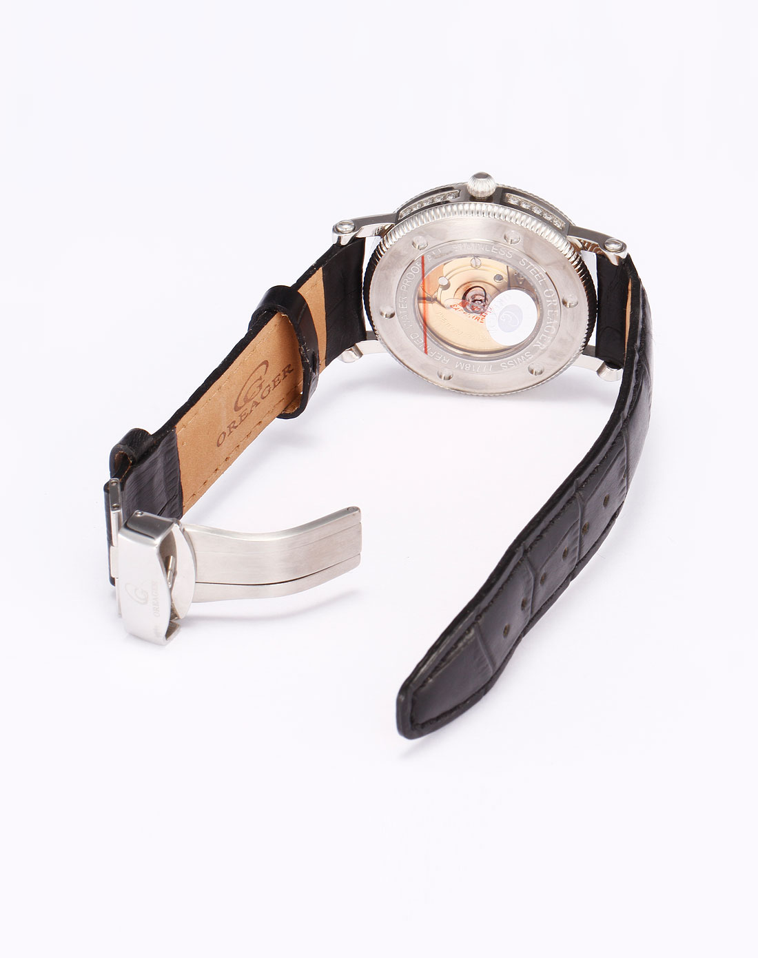 欧雷格oreager手表专场中性款白/黑/银色镶钻简约全自动机械表