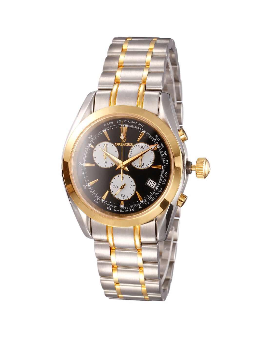 欧雷格oreager手表专场男款金/银/黑色三眼时尚石英表