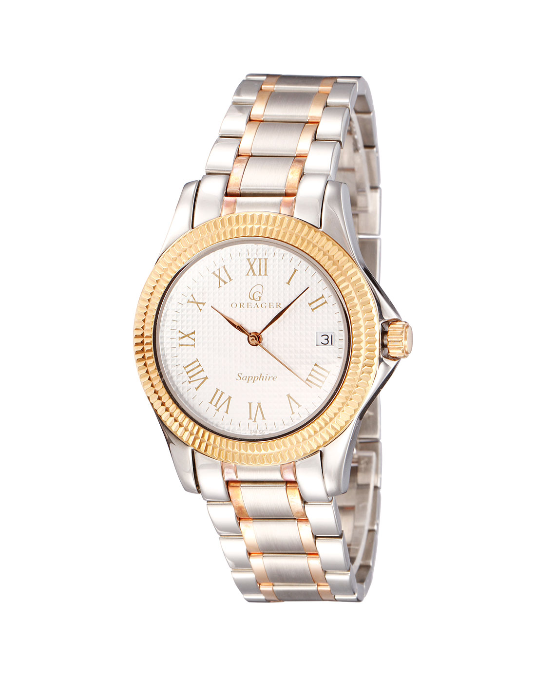 欧雷格oreager手表专场男款银/金/白色格纹时尚石英表