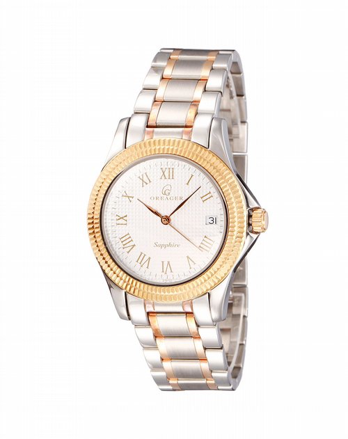 欧雷格oreager手表专场男款银/金/白色格纹时尚石英表