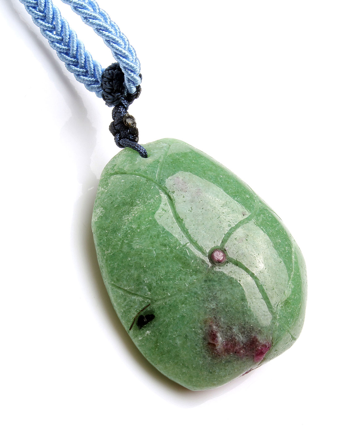 翡翠森林天然红宝石黝帘石弥勒佛吊坠01(附鉴定证书)