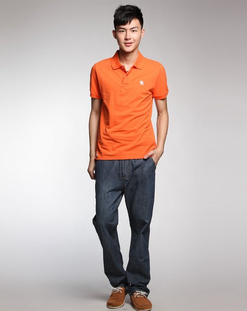 唐狮tonlion-男装专场橙色简约休闲短袖polo衫