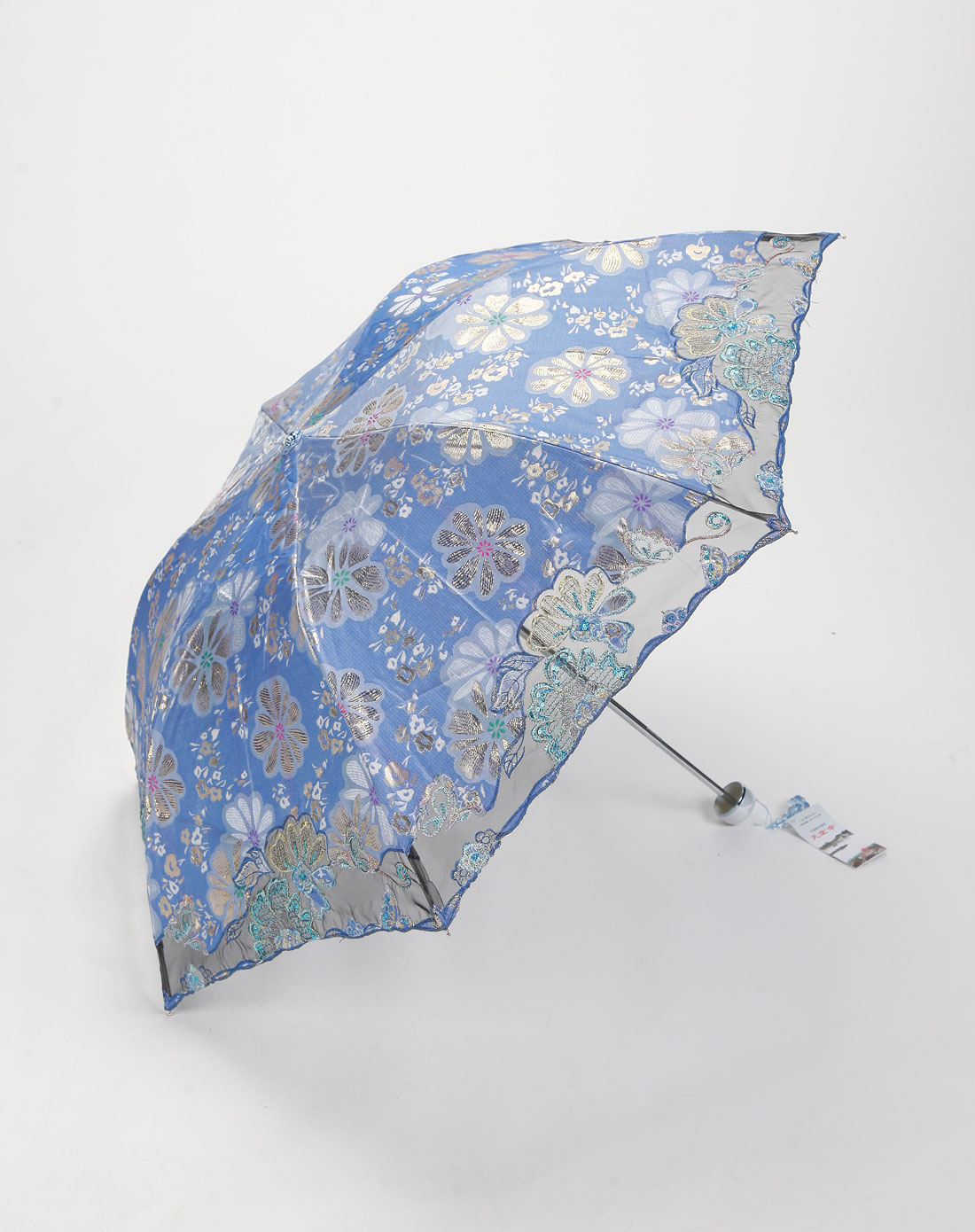 天堂伞蓝/金色心随花动刺绣超轻防紫外线太阳伞_唯品会名牌时尚折扣网
