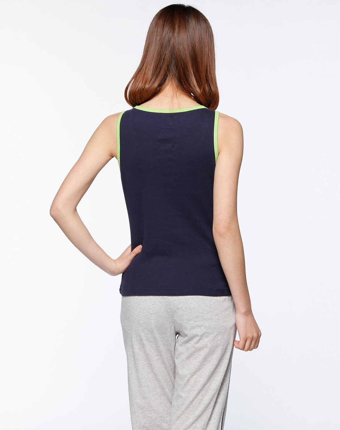 恒适hanes女款藏青/绿色宽肩背心