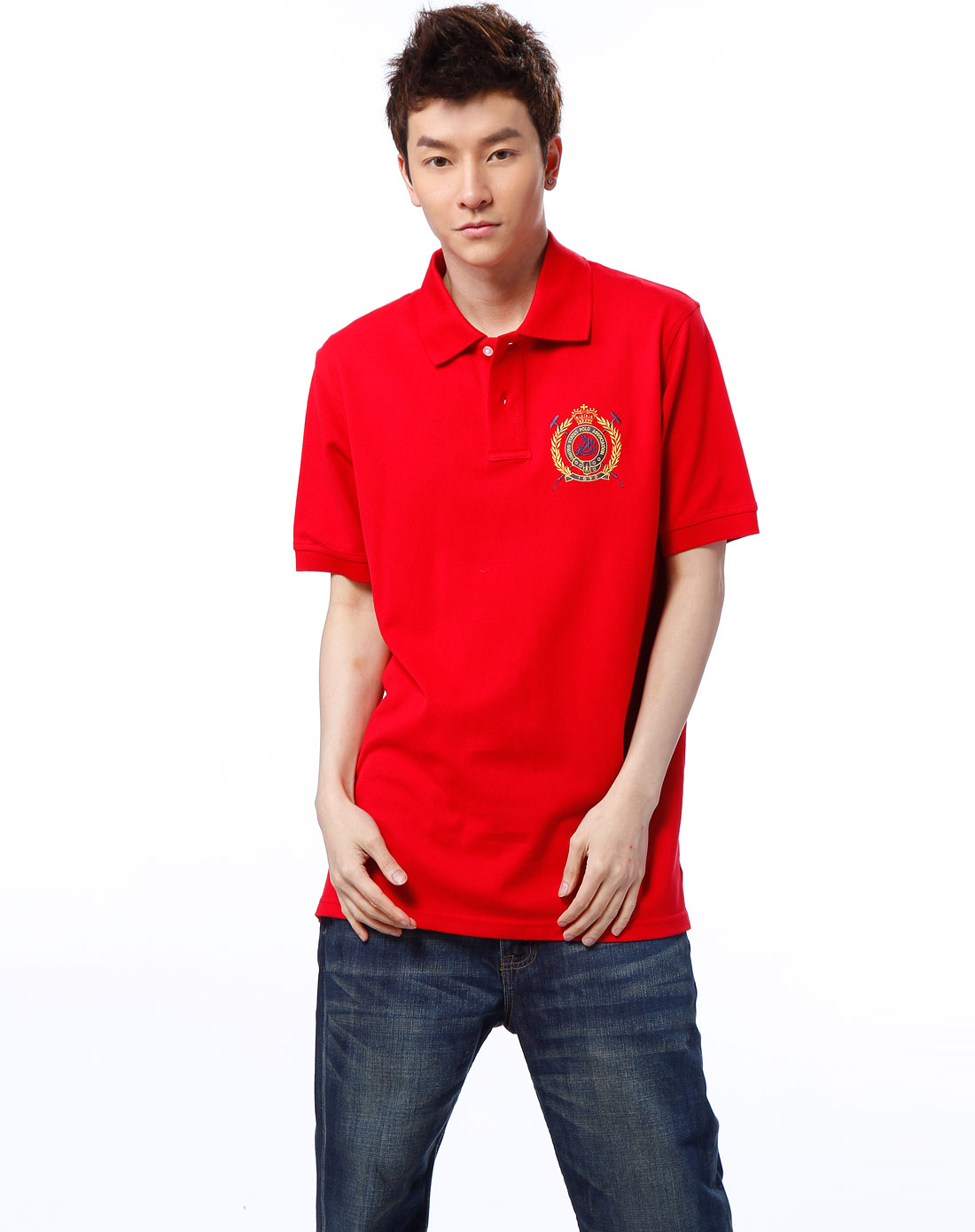 polo assn.男款大红色短袖t恤衫