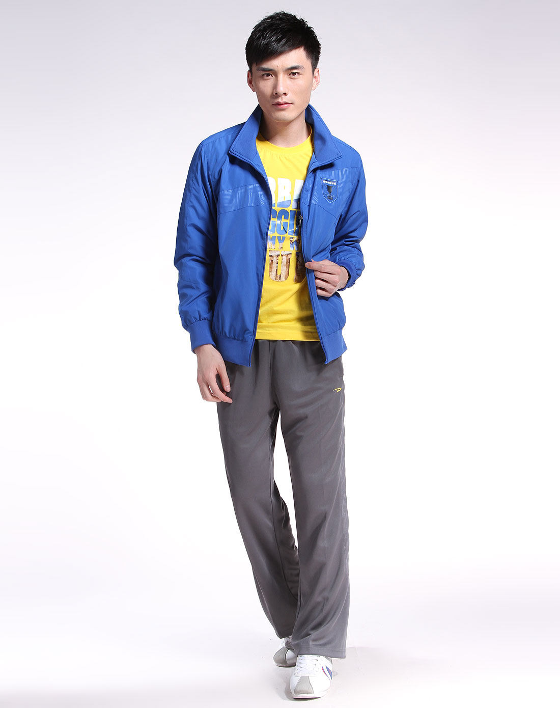 德尔惠deerway男装专场蓝色简约休闲长袖外套