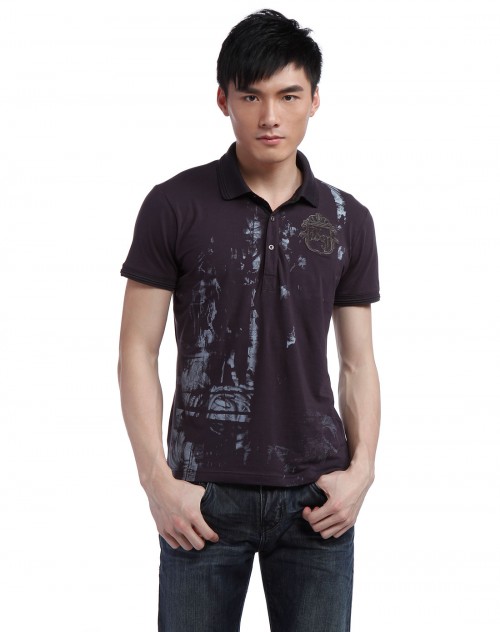 koyo深灰色翻领短袖t恤