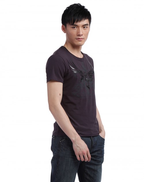 koyo深紫灰色圆领短袖t恤